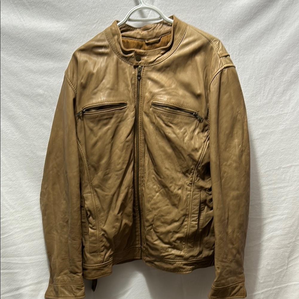 Men's Tan Leather Jacket XXL